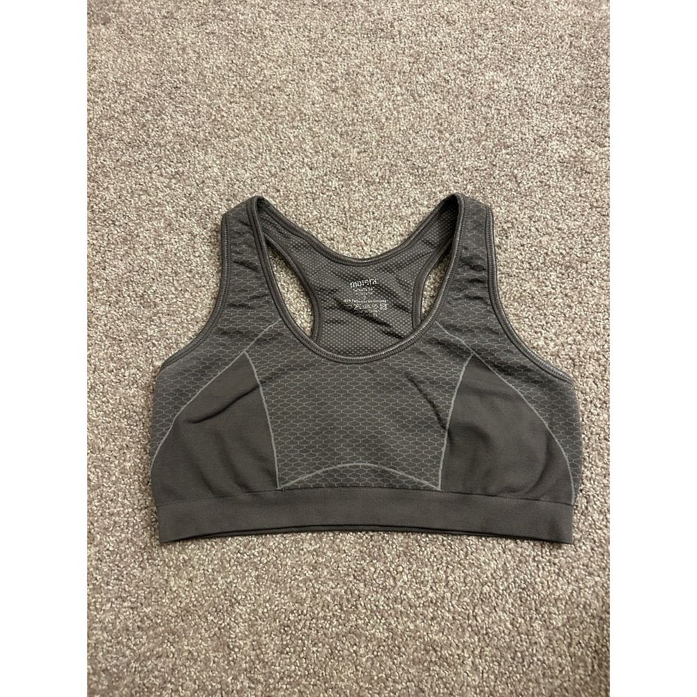 Meters Sports Bra Women S Grey Excellent Seamless Racerback Activewear Honeycomb